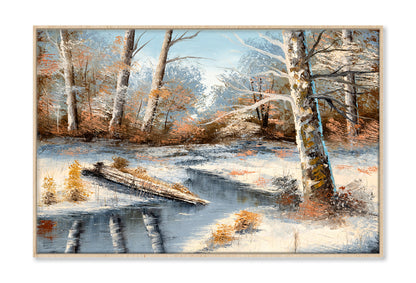 Winter Dead Trees & Lake Oil Painting Wall Art Limited Edition High Quality Print Canvas Box Framed Natural