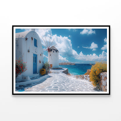 White Building, White Tower in Greece Home Decor Premium Quality Poster Print Choose Your Sizes