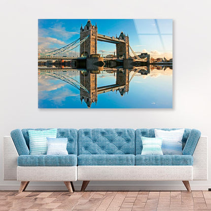 Tower Bridge at Sunset Sky View Acrylic Glass Print Tempered Glass Wall Art 100% Made in Australia Ready to Hang