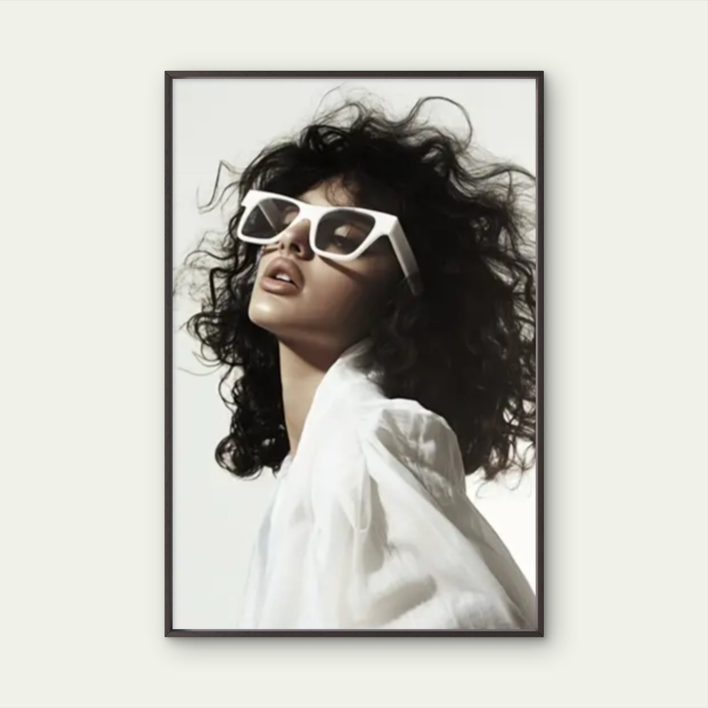 Stylish Woman with White Fashion Glasses Fashion Home Decor Premium Quality Poster Print Choose Your Sizes