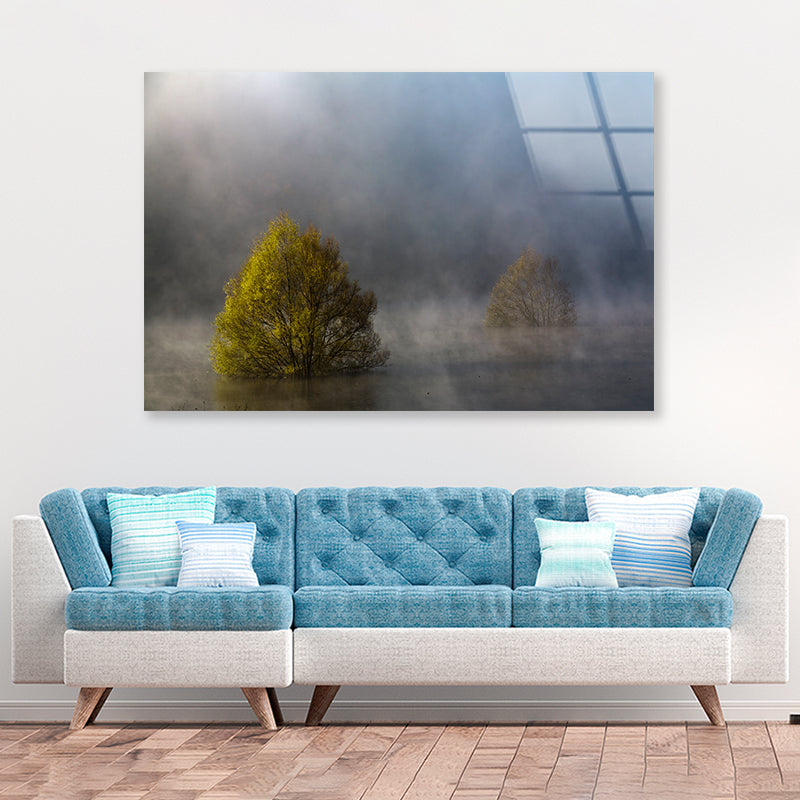 Fog during Autumn Floods with Clouds in the Sky Acrylic Glass Print Tempered Glass Wall Art 100% Made in Australia Ready to Hang