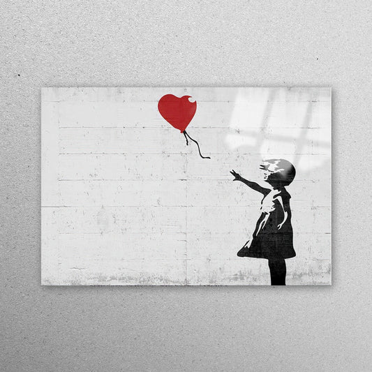 Banksy Red Balloon Acrylic Glass Print Tempered Glass Wall Art 100% Made in Australia Ready to Hang