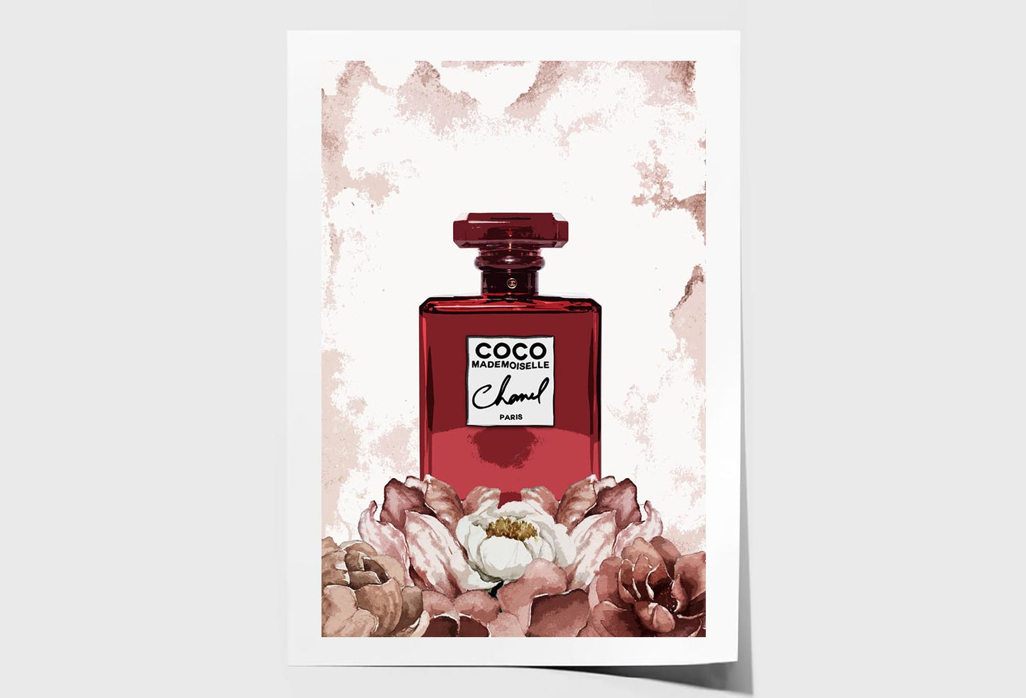 Luxury Flower Red Perfume Wall Art Limited Edition High Quality Print Unframed Roll Canvas None