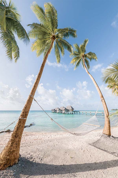 Beach with Palm Trees and Hammock Print 100% Australian Made