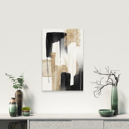 Gold Black White Abstract 40x60cm Metal Print Ready to Hang