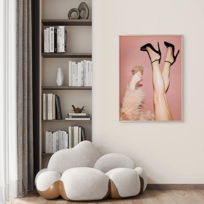 Elegant Female Legs in High Heels with Wine Glass Fashion Home Decor Premium Quality Poster Print Choose Your Sizes