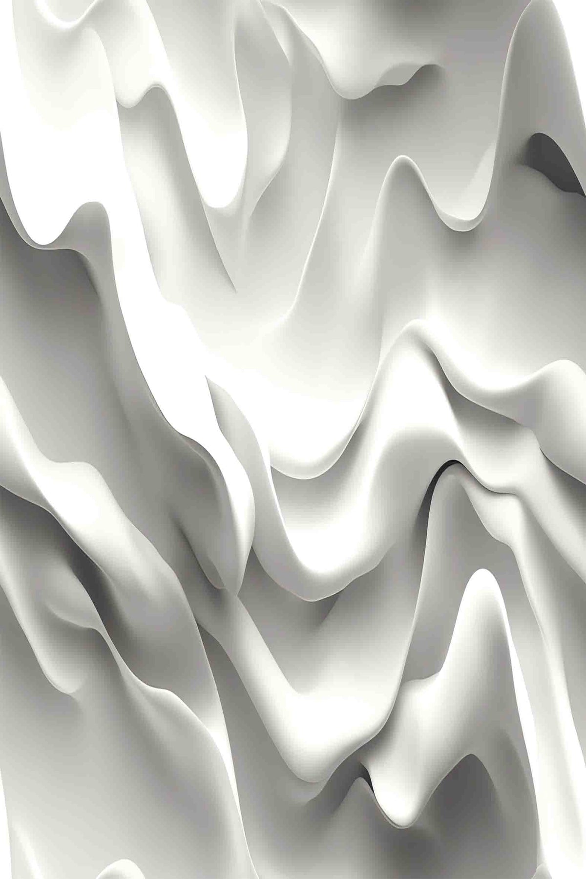 White 3D Flowing Silk Wave 40x60cm Metal Print Ready to Hang