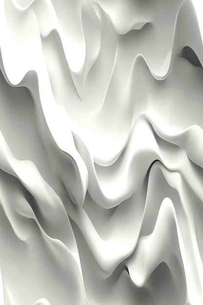 White 3D Flowing Silk Wave 40x60cm Metal Print Ready to Hang