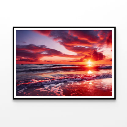 Sunset over a Beach with Sky Home Decor Premium Quality Poster Print Choose Your Sizes