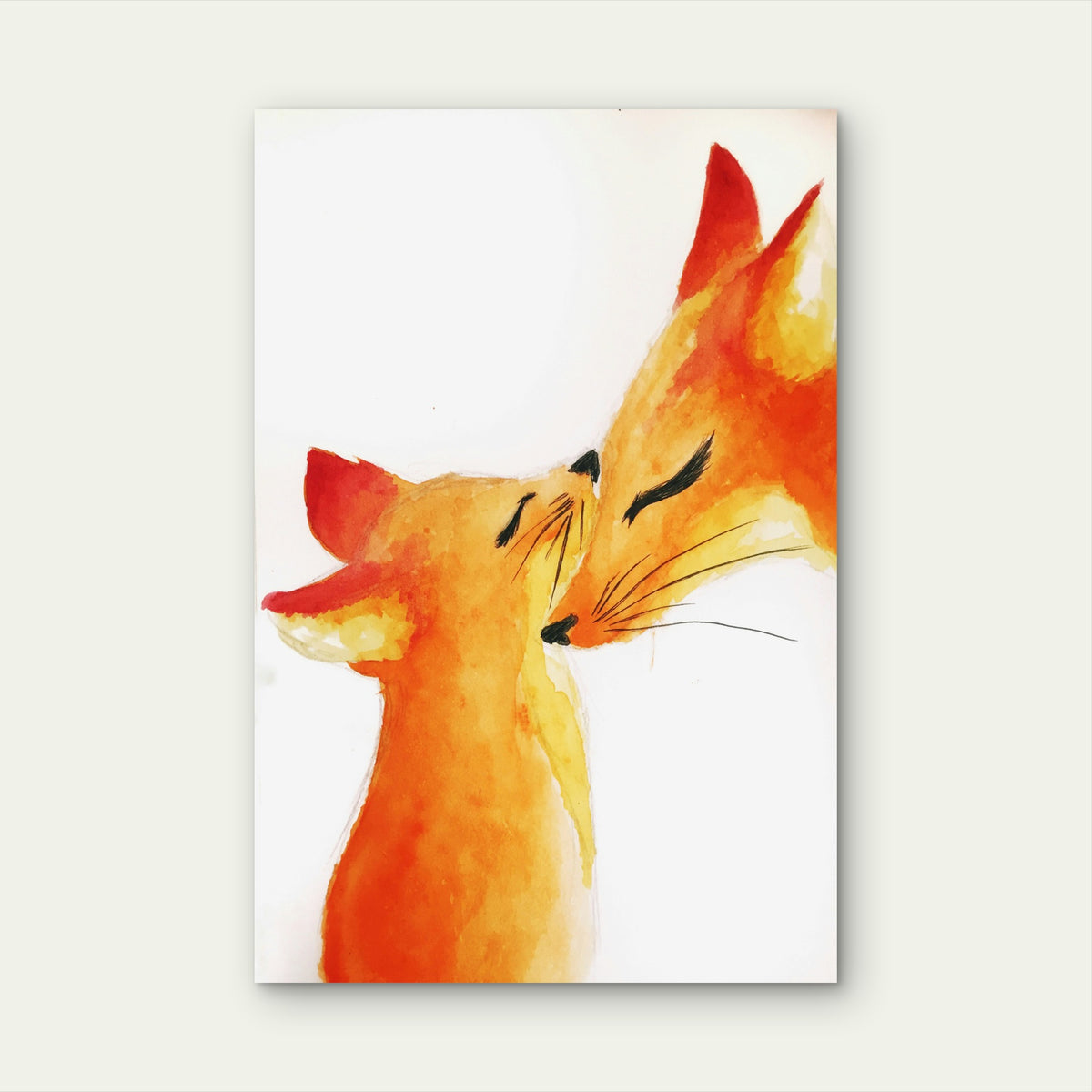 Tender Moment Between Two Foxes 40x60cm Metal Print Ready to Hang