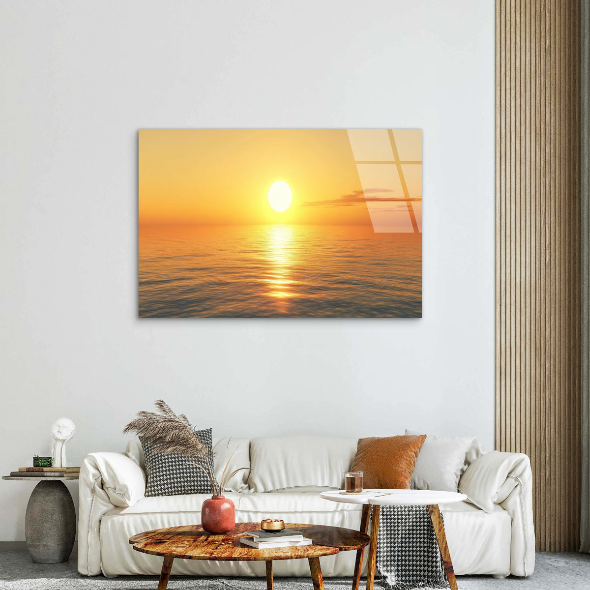 Golden Ocean Sunset Beach Acrylic Glass Printing Wall Art Australian Made Quality