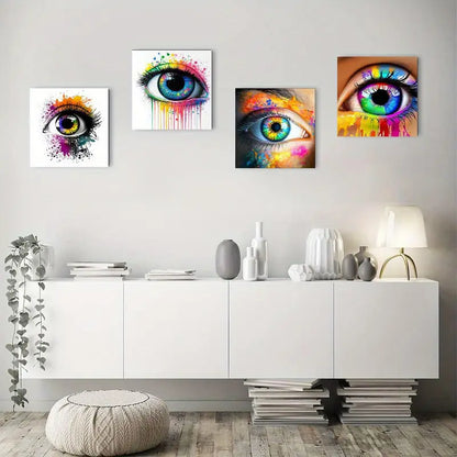 4pcs Vibrant Abstract Eye Canvas Wall Art Canvas Framed