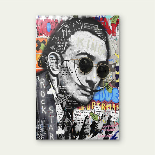 Avant-Garde Moustachioed Pop Culture 60x90cm Metal Print Ready to Hang