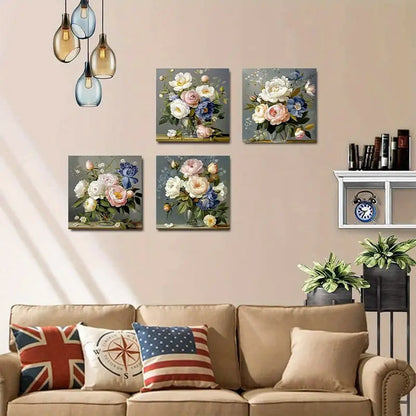 4pcs  Different Flower ArrangementsWall Art Canvas Framed