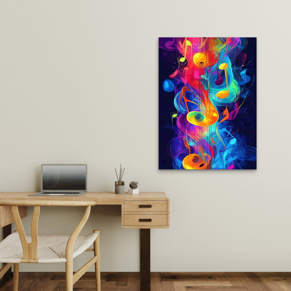 Abstract Colorful Music Notes 60x90cm Metal Print Ready to Hang