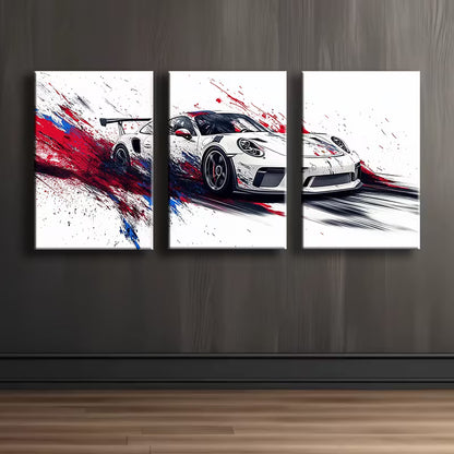 3pcs Luxurious Racing car Wall Art Set Canvas Framed 40x60cm - High Quality Print 100% Australian Made Wall Canvas Ready to Hang