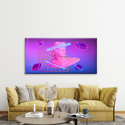 God Apollo in Vibrant Synthwave Wall Art Canvas Office Home Room Framed 120x60cm