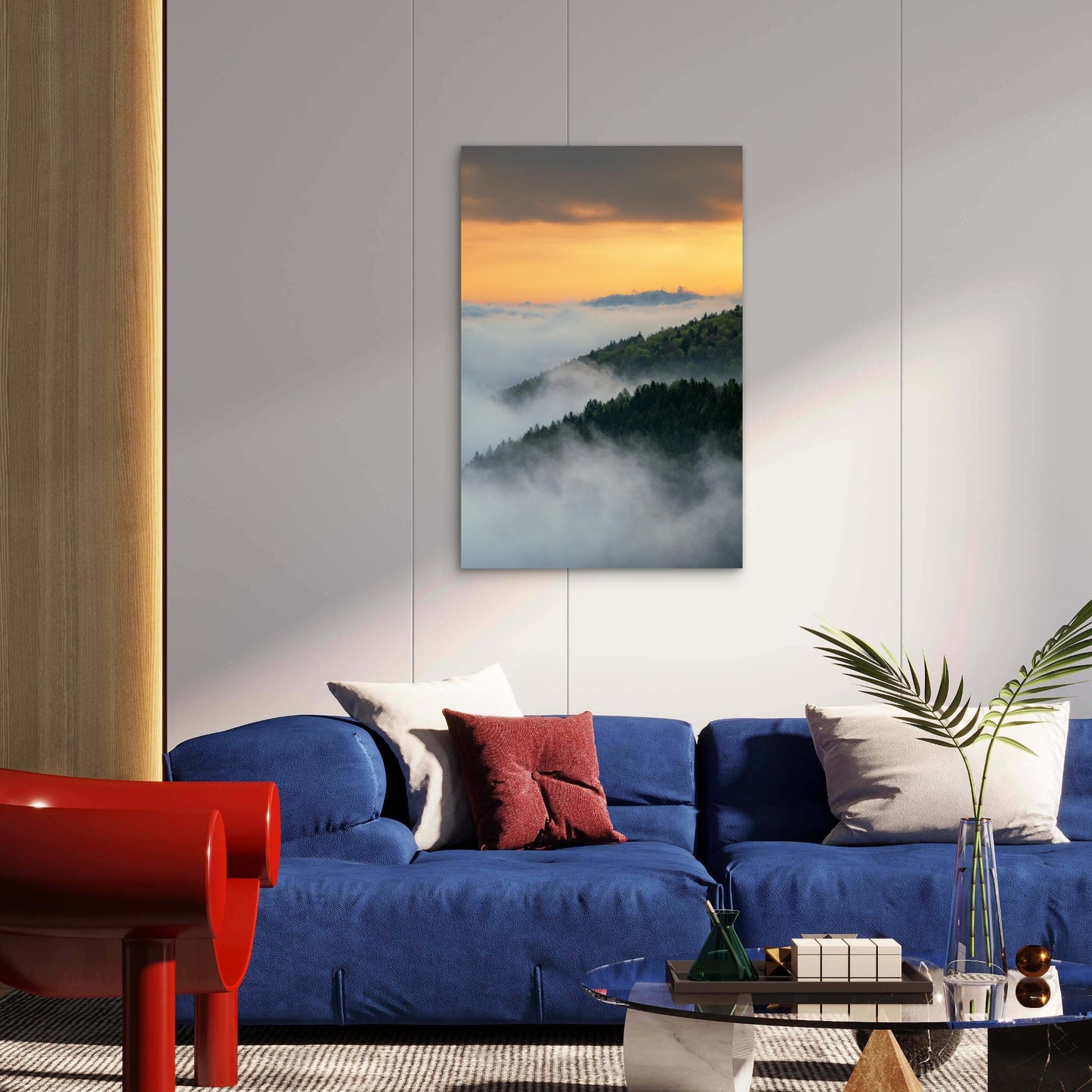 Foggy Mountain Sunrise 40x60cm Metal Print Ready to Hang