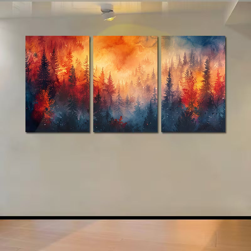 3pcs Sunset Landscape with Snow-Capped Mountains Hues Wall Art Set Canvas Framed 60x90cm - High Quality Print 100% Australian Made Wall Canvas Ready to Hang