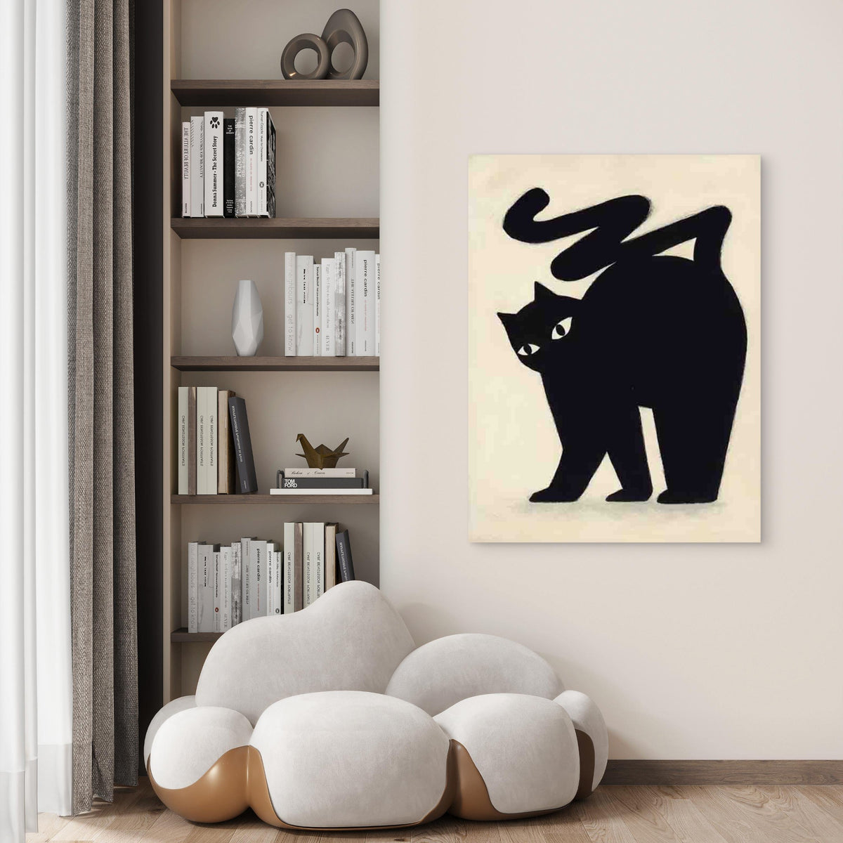 Black Cat Silhouette Art 40x60cm Metal Print Ready to Hang