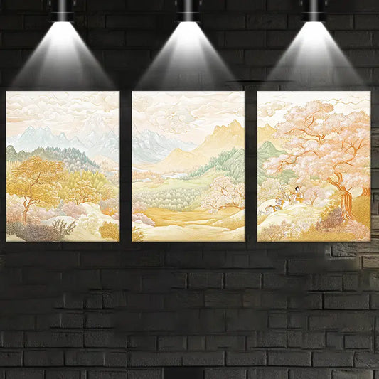 3pcs Watercolor Soft Scenery Elegant Painting Metal Print Ready to Hang Art