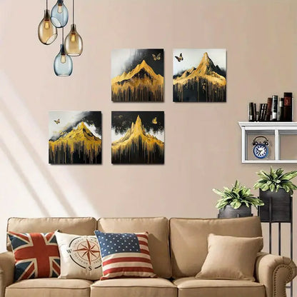 4pcs Vintage Abstract  Grey Misty Forest  VA  Wall Art Canvas Framed