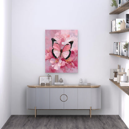Pink Butterfly, Floral 60x90cm Metal Print Ready to Hang