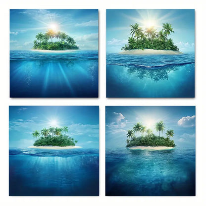 4pcs Ocean Sea Islan Wall Art Canvas Framed