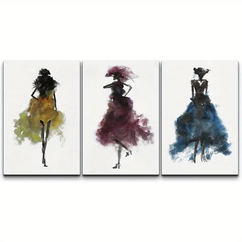 3pcs Yellow,Pink & Blue Watercolor Style EnthusiastMetal Print Ready to Hang Art