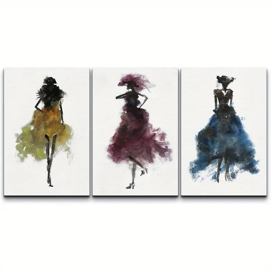 3pcs Yellow,Pink & Blue Watercolor Style EnthusiastMetal Print Ready to Hang Art