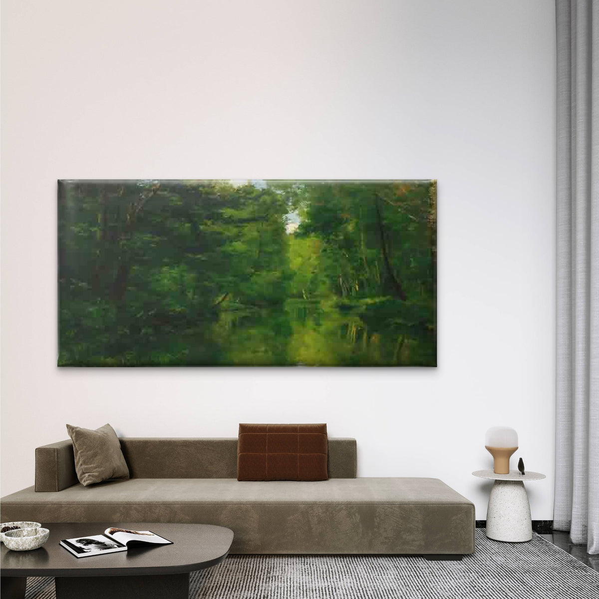 Forest River Landscape Wall Art Canvas Office Home Room Framed 120x60cm