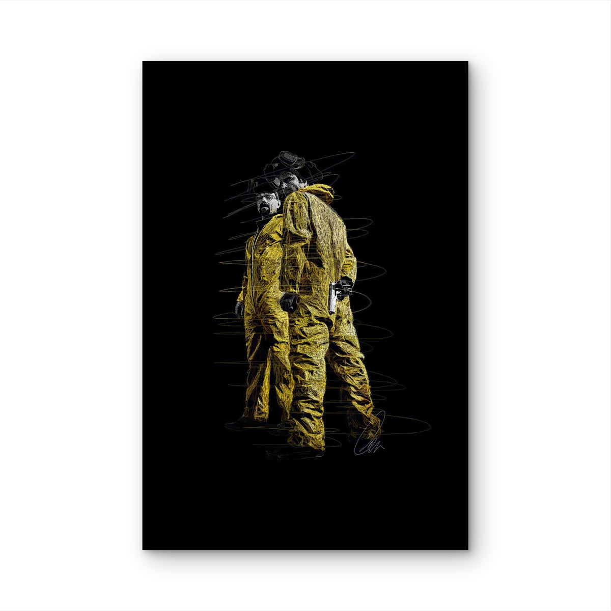 Gritty Yellow Hazmat Scribble 60x90cm Metal Print Ready to Hang
