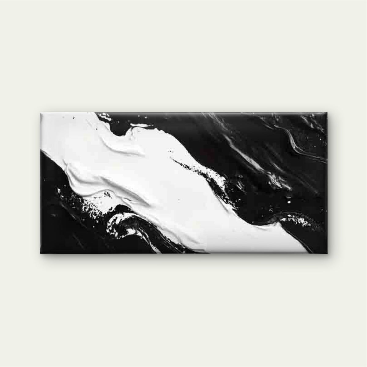 Bold Black & White Waves Design Wall Art Canvas Office Home Room Framed 120x60cm