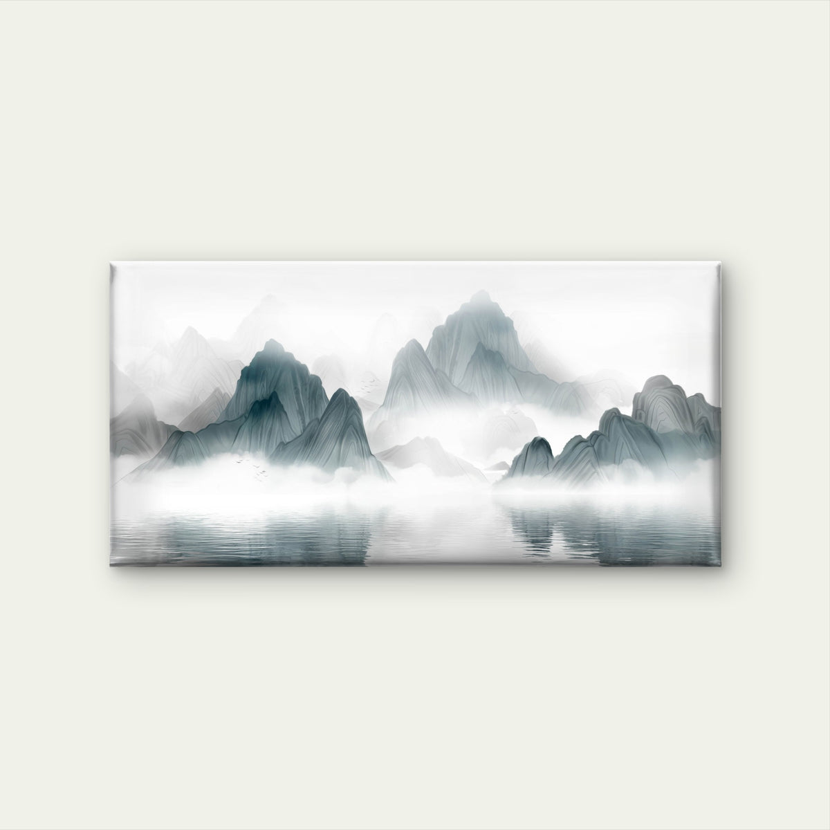 Chinese Ink Style Misty Peak Wall Art Canvas Office Home Framed 120x60cm