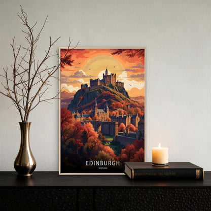 Edinburgh Castle Scotland Pictures Travel Poster Print Wall Art
