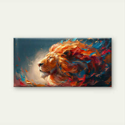 Majestic Lion In Vibrant Colors Wall Art Canvas Office Home Room Framed 120x60cm
