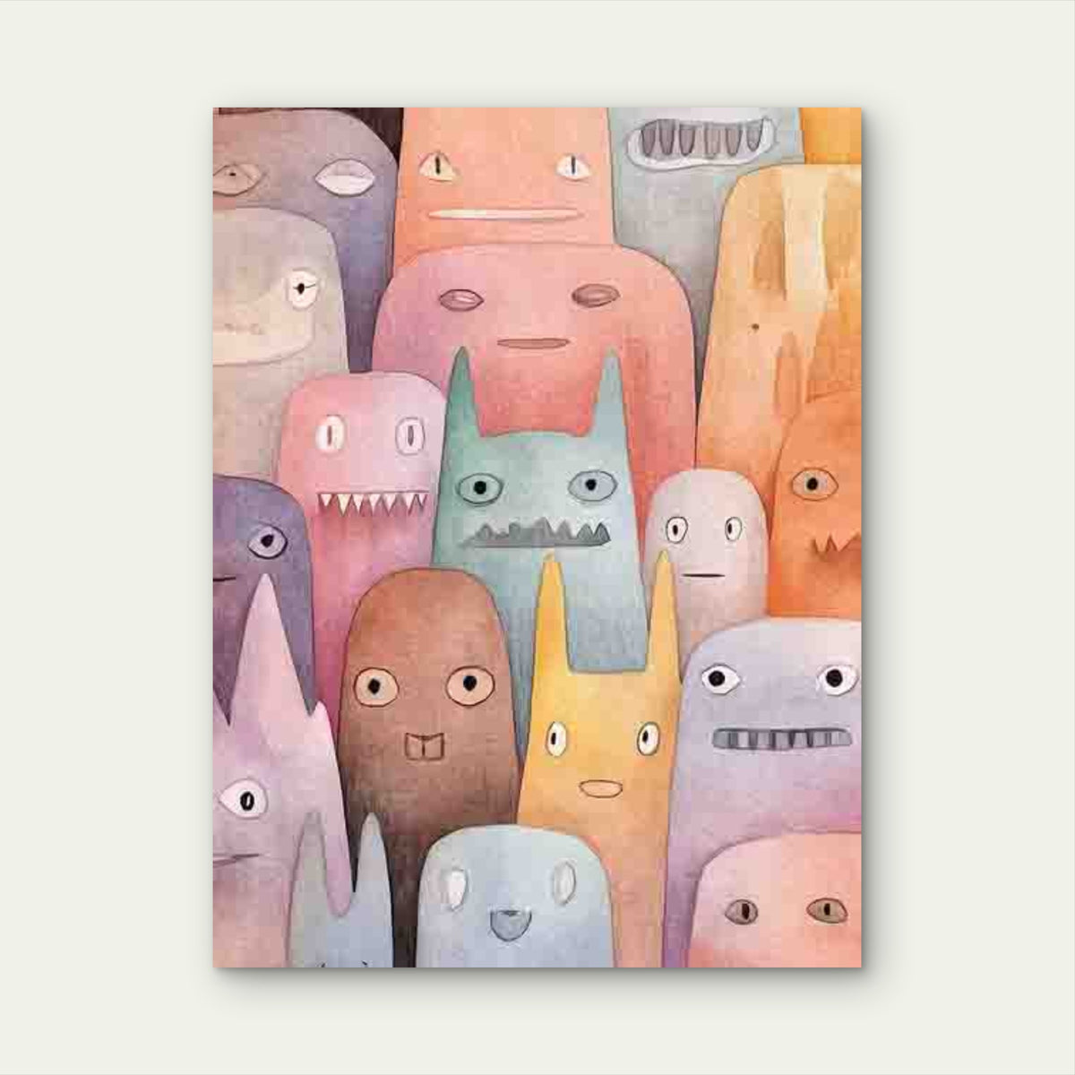 Featuring Pastel Tones Monsters Metal 40x60cm Print Ready to Hang