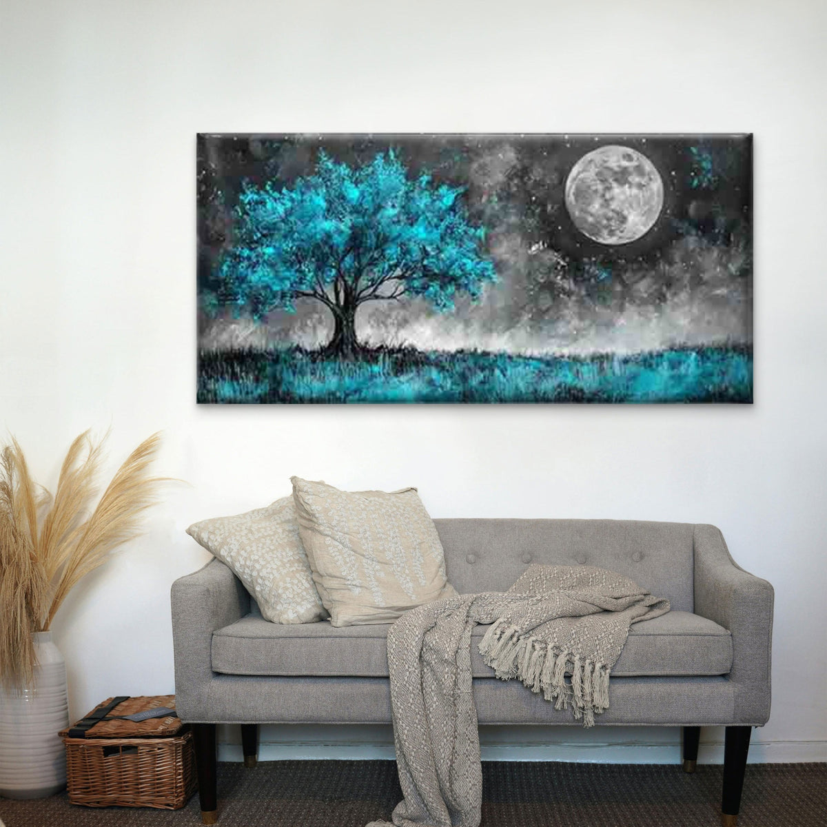 Tree Under The Moonlight Wall Art Canvas Office Home Room Framed 120x60cm