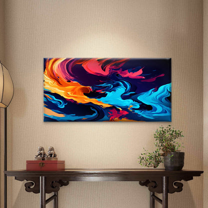 Electric Currents, Neon Dreams Wall Art Canvas Office Home Room Framed 120x60cm