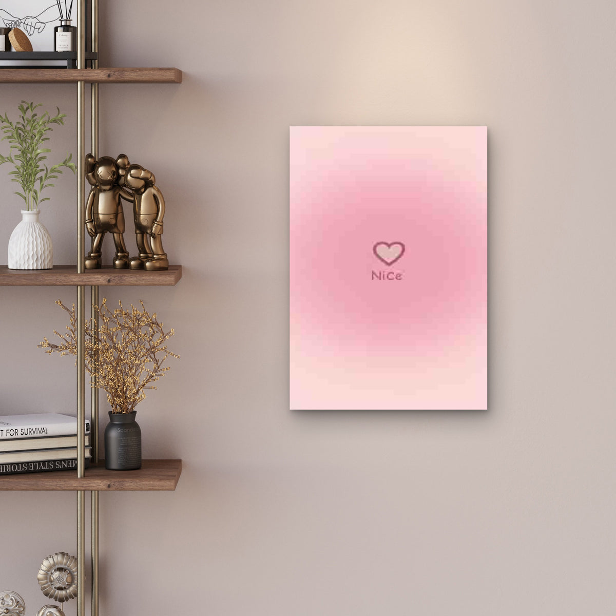 Nice Cursive Lettering Heart Accent Metal Print Ready to Hang