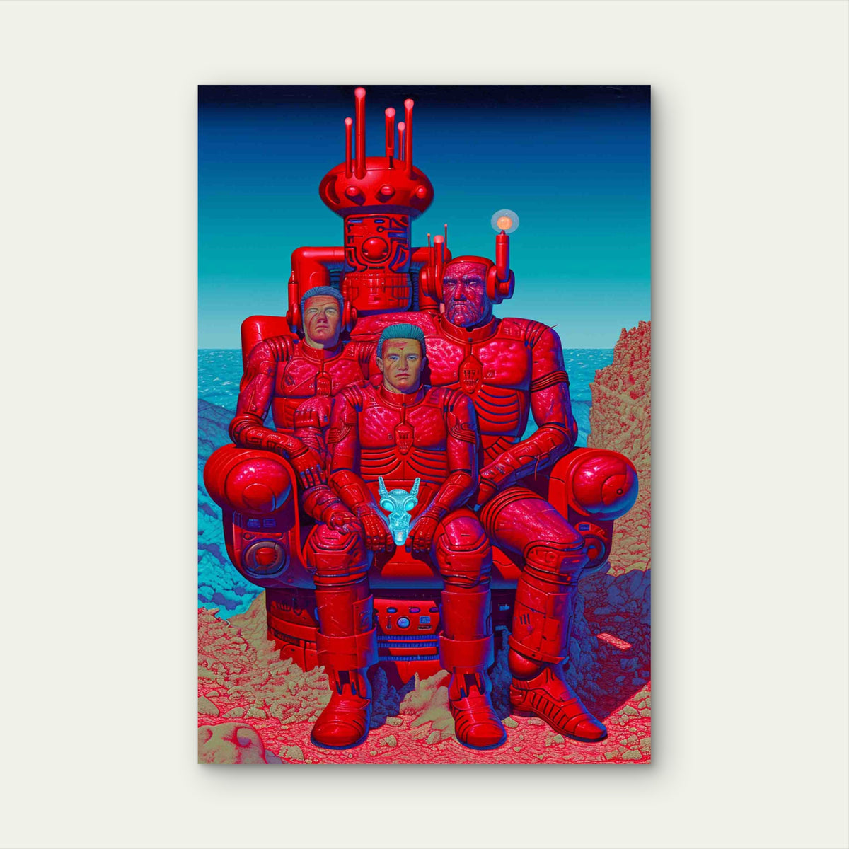 Astronaut Standing by a Pool 40x60cm Metal Print Ready to Hang