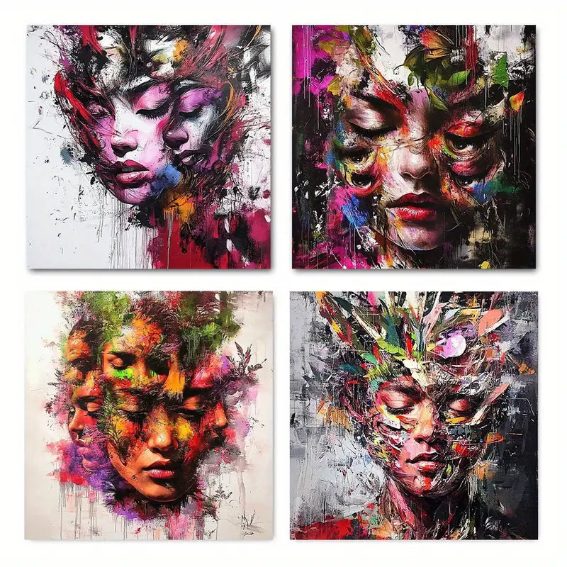 4pcs  Abstract Watercolor Woman  AWW  Wall Art Canvas Framed