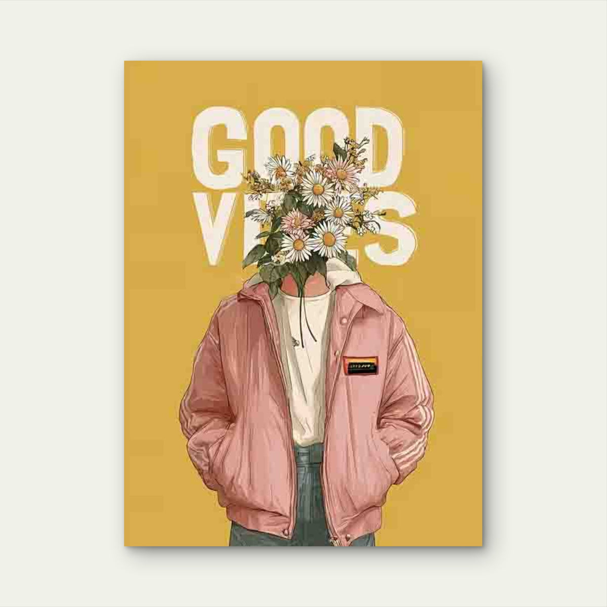 Good Vibes Retro Minimalist Metal Print Ready to Hang