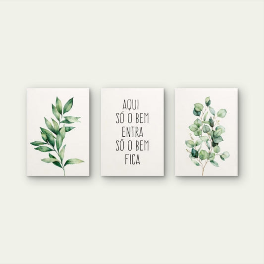 3pcs Watercolor Eucalyptus Greenery Quote Botanical Positive Foliage Olive Wall Art Set Canvas Framed 60x90cm - High Quality Print 100% Australian Made Wall Canvas Ready to Hang