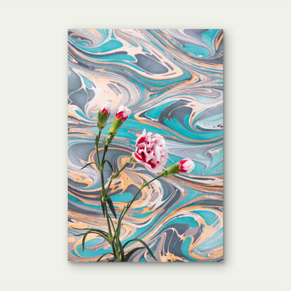 Pink & Green Abstract Floral Design 60x90cm Metal Print Ready to Hang