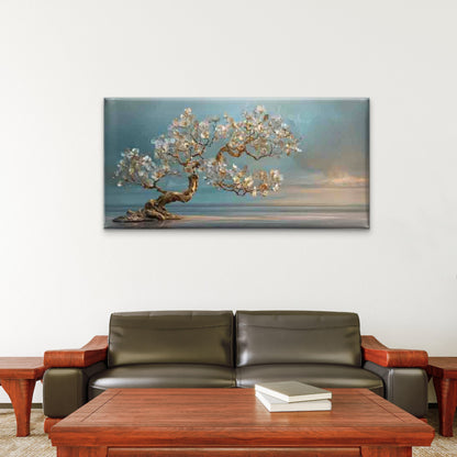 Golden Orchid Tranquil Ocean Wall Art Canvas Office Home Room Framed 120x60cm
