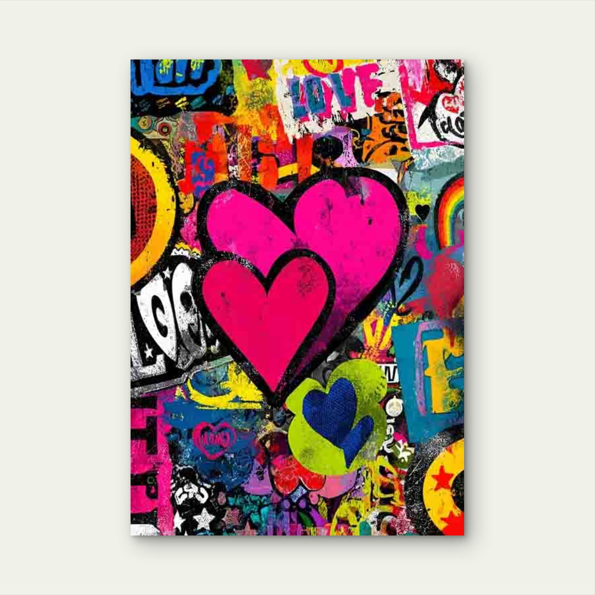 Colorful Graffiti Heart Metal Print Ready to Hang