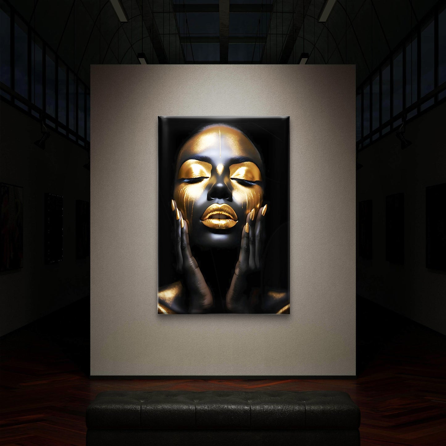 Black Gold Woman Painting Wall Art Decor 100% Australian Made