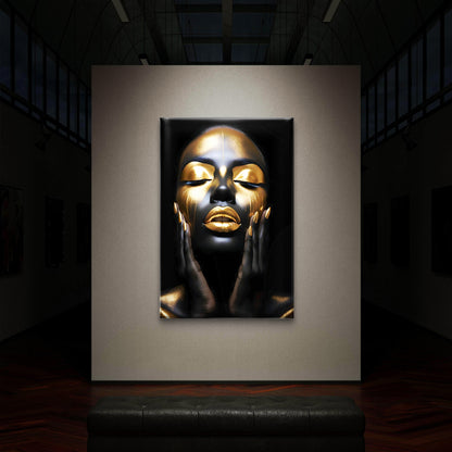 Black Gold Woman Painting Wall Art Decor 100% Australian Made