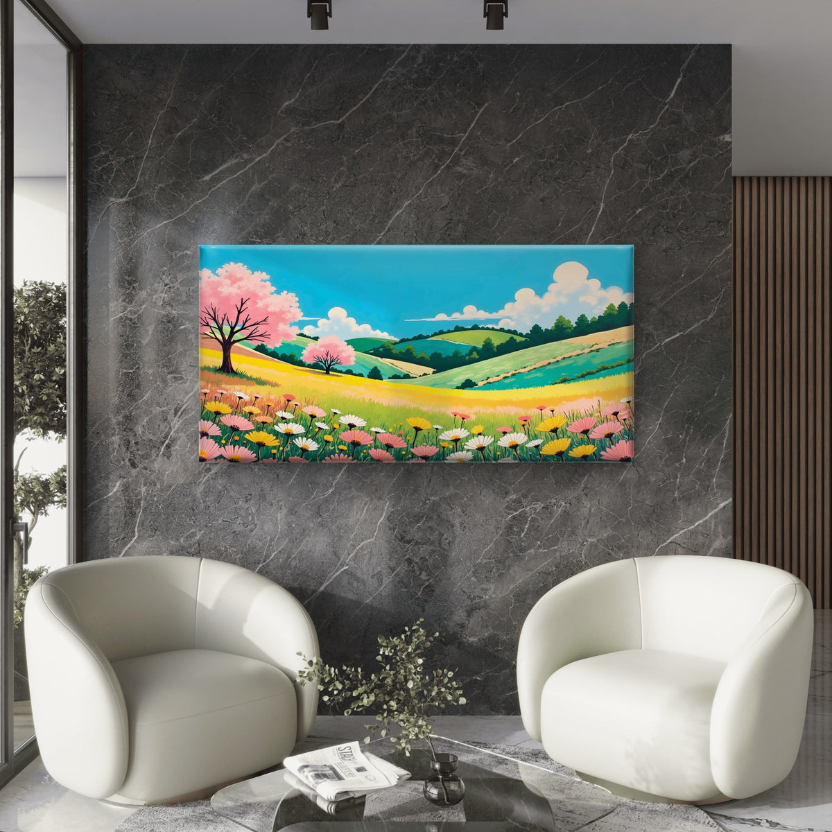 Depicting a Serene Spring Wall Art Canvas Office Home Room Framed 120x60cm